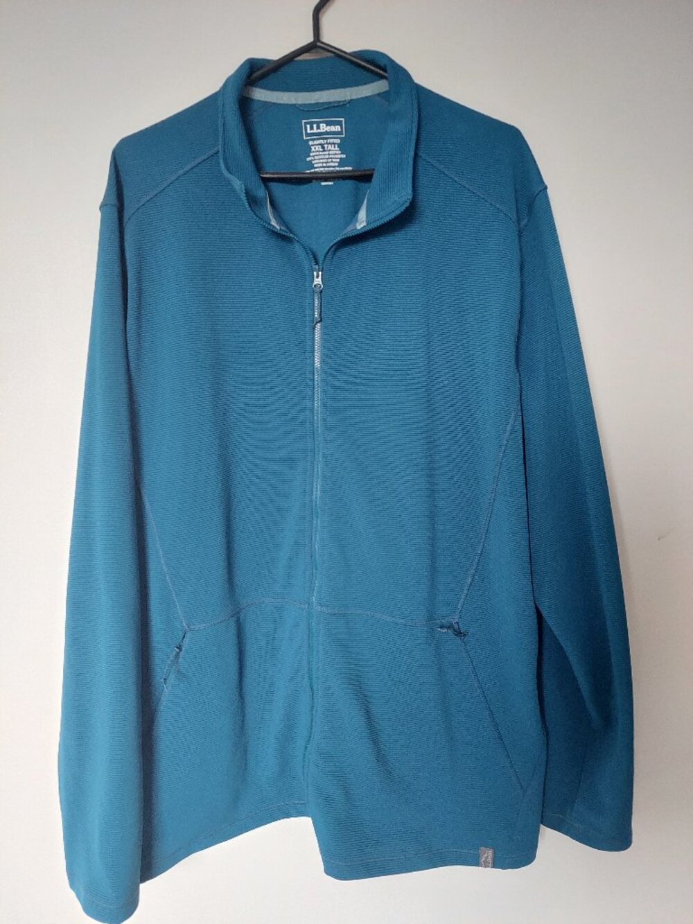 L.L.Bean Men's XXL Tall Performance knit Ribbed Jacket Blue Full-zip Zip Pockets